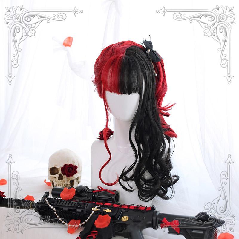 red black wig halloween