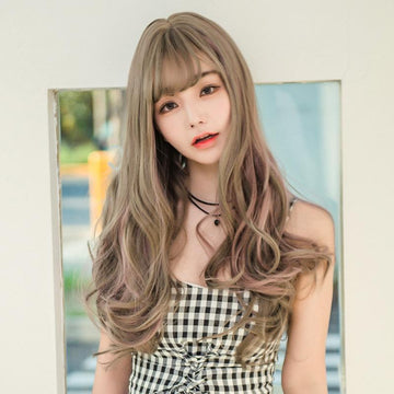 Grey Long Curly Hair Highlight Wig