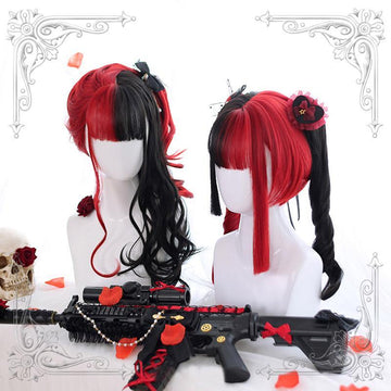 red black wig halloween