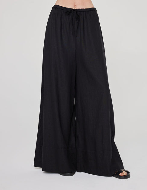 WIDE LEG LINEN PANT IN BLACK – ONA by Yoon Chung