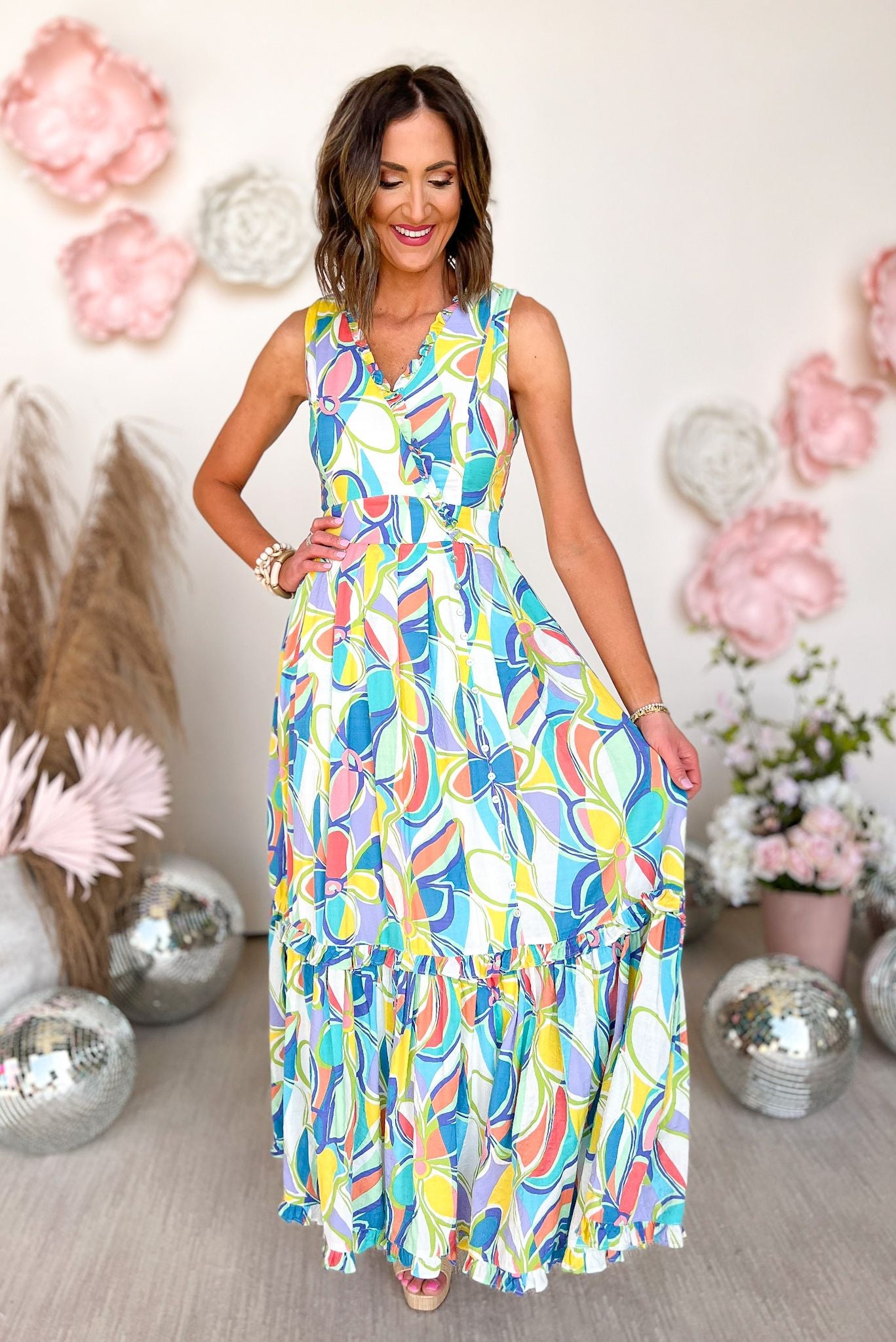 Mylan Back Ribbon Tiered Maxi Dress-