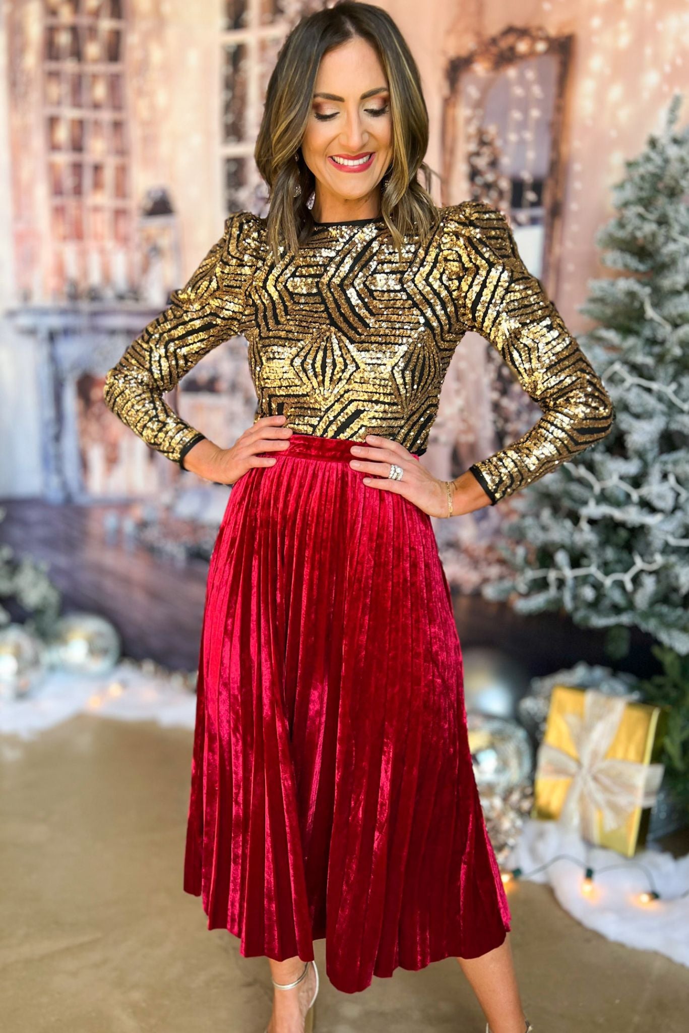 Holiday Party Look — Red Jumpsuit