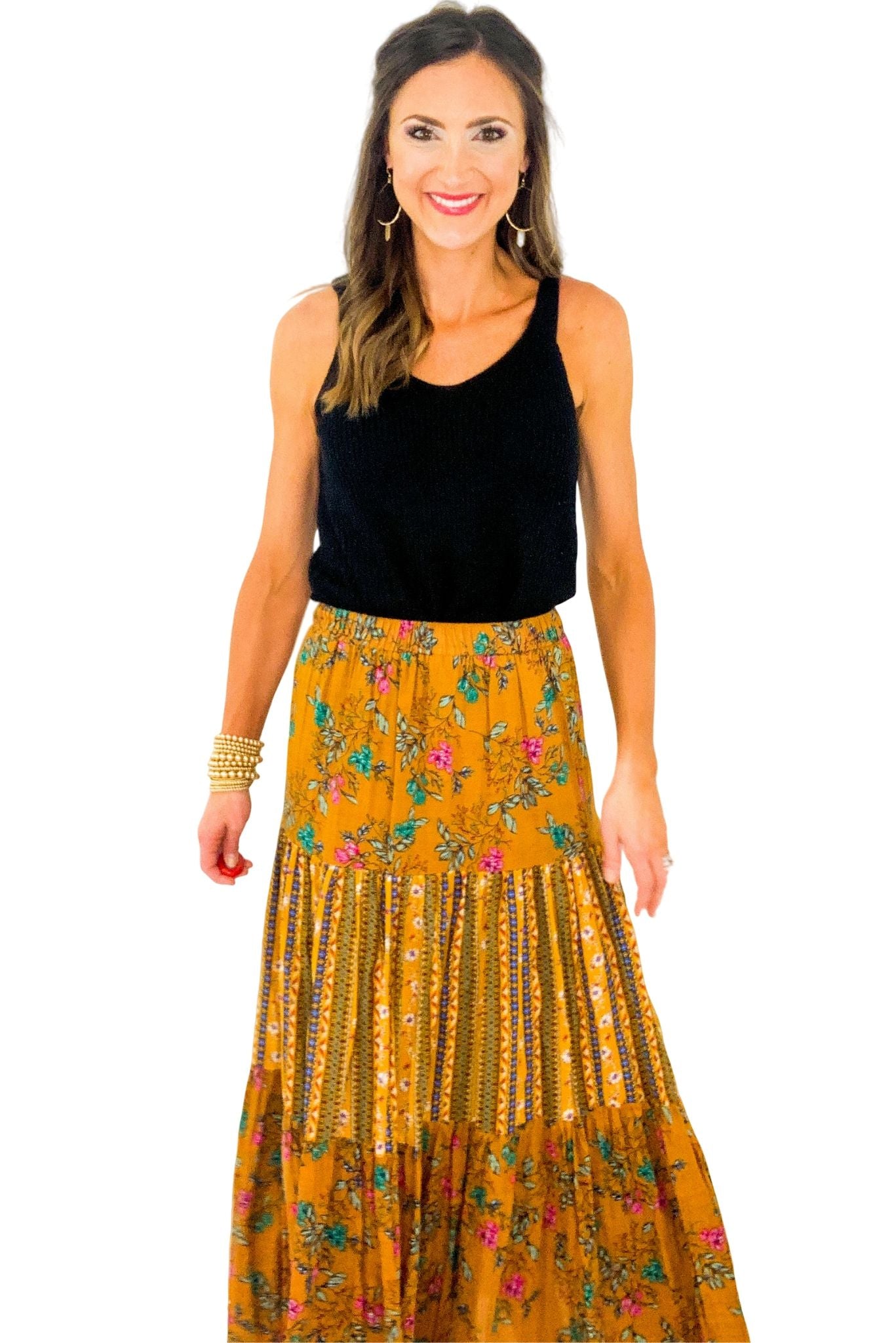 maxi skirt mustard