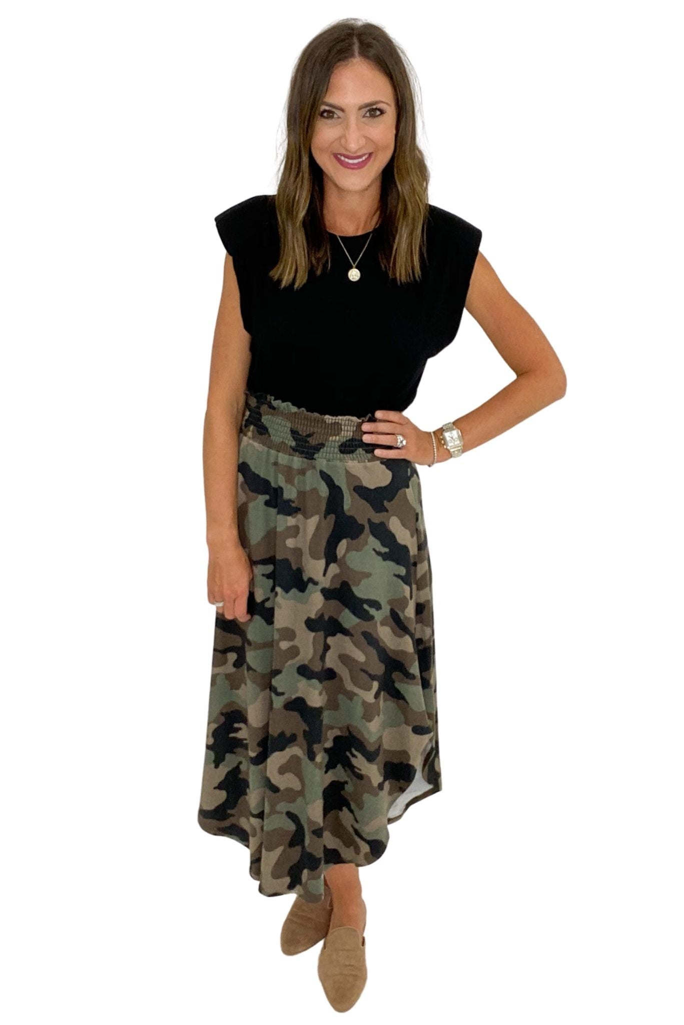 camo maxi skirt