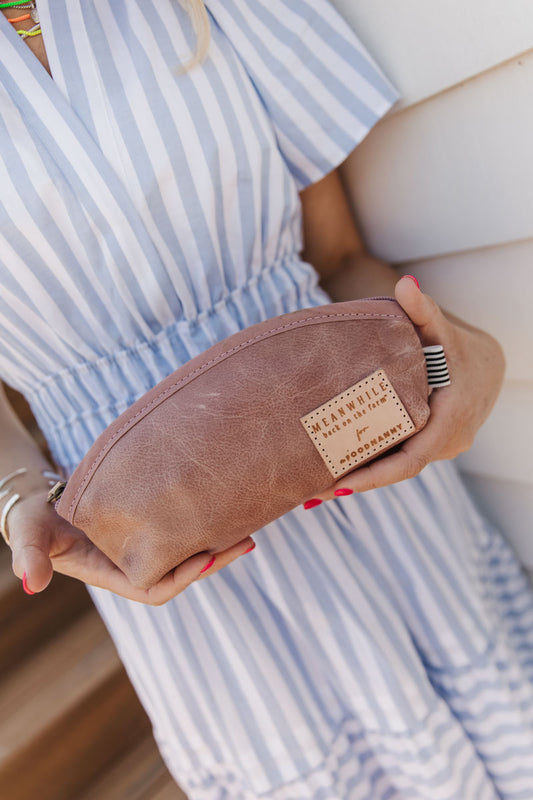 Meanwhile Back on The Farm Camel Leather Midi Hobo