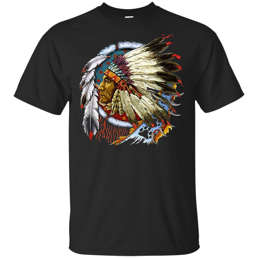 Chief Headdress Feather Native American Design T-shirt – ProudThunderbird