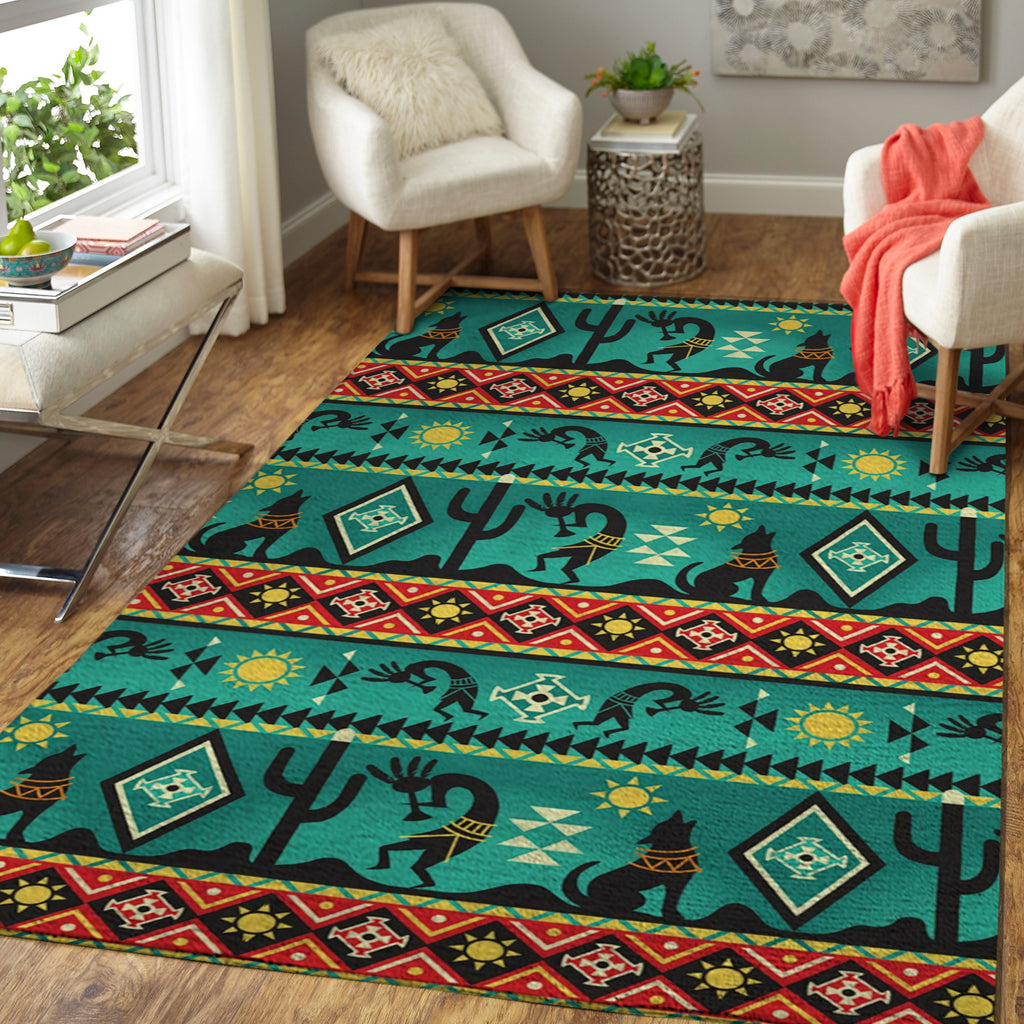 Kokopelli Myth Green Native American Area Rug – ProudThunderbird