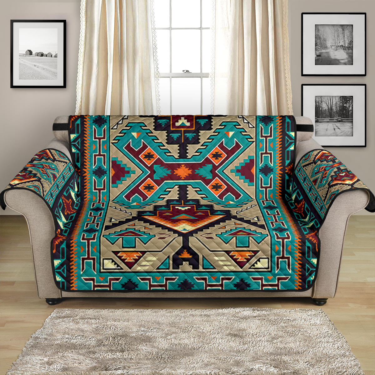 Tribe Blue Pattern Native American Chair Sofa Protector – ProudThunderbird