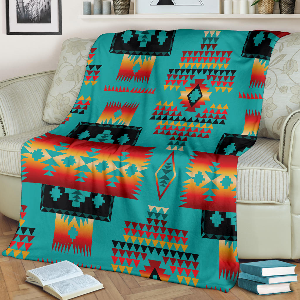 Blue Tribal Native American Premium Blanket – ProudThunderbird