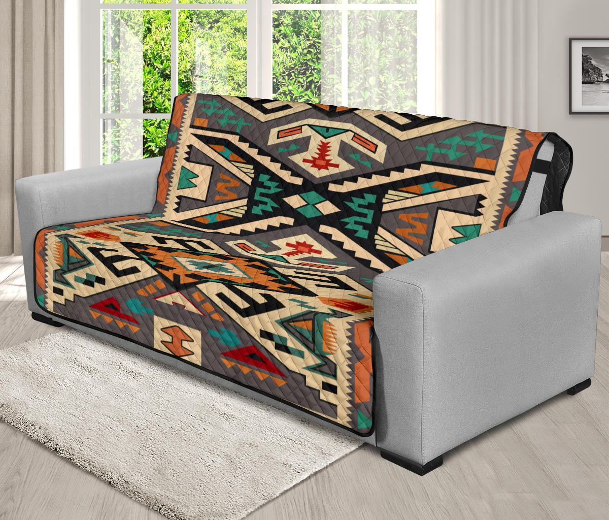 Orange Native Tribes Pattern Native American 70 Chair Sofa Protector ...