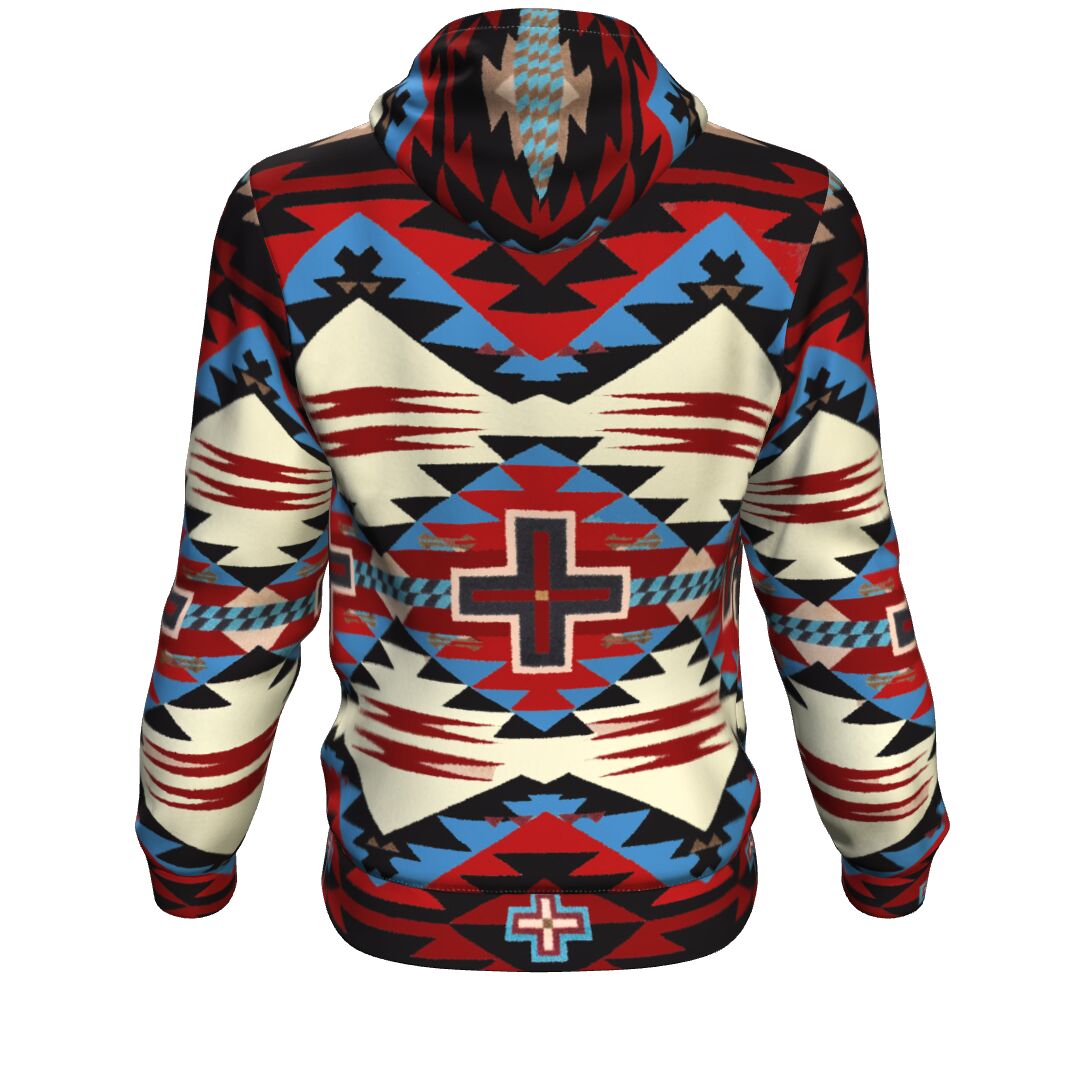 Native Tribe Art Red Blue Native American All Over Hoodie ...