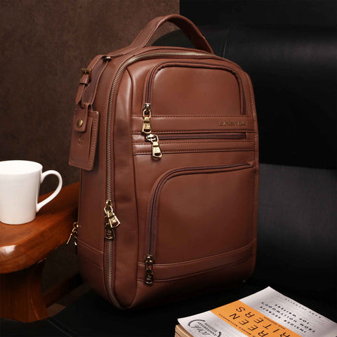 JACOB V 2.0 TAN PREMIUM LEATHER BACKPACK