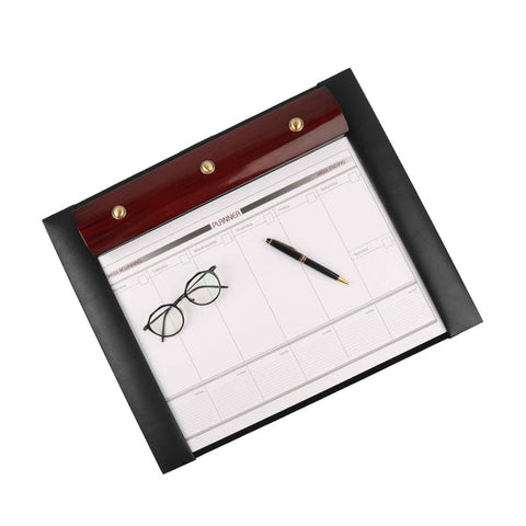 WOODEN LEATHER DESKTOP PLANNER SET