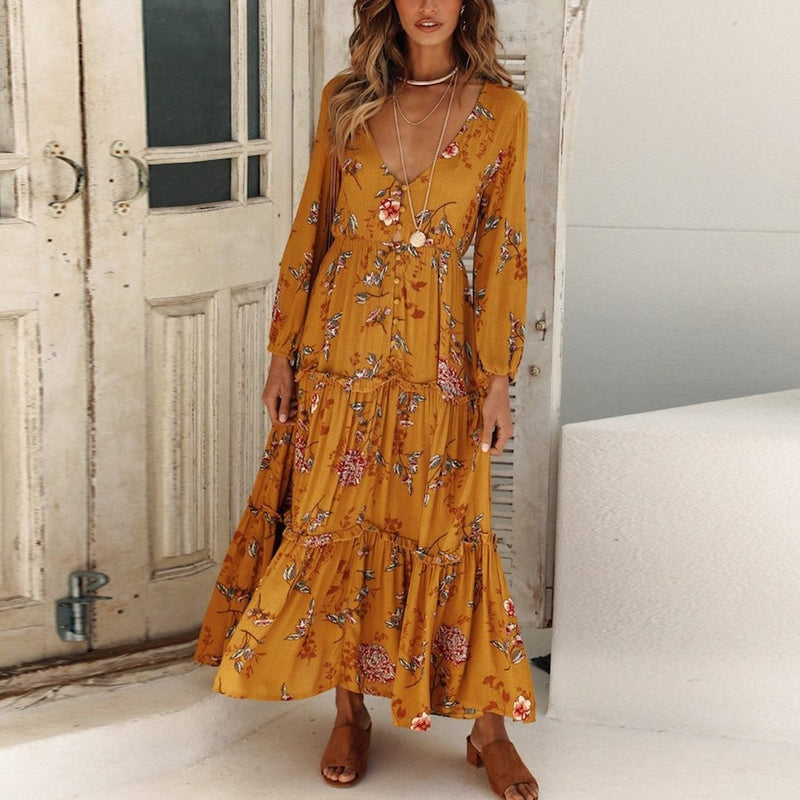 yellow ankle length dress