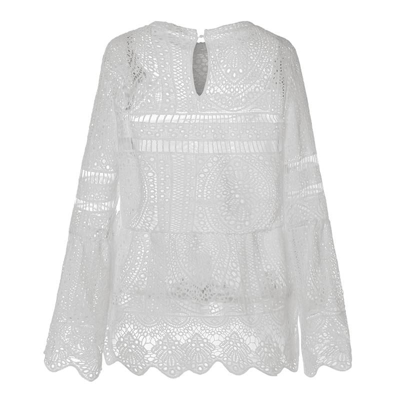 white lace long sleeve shirt