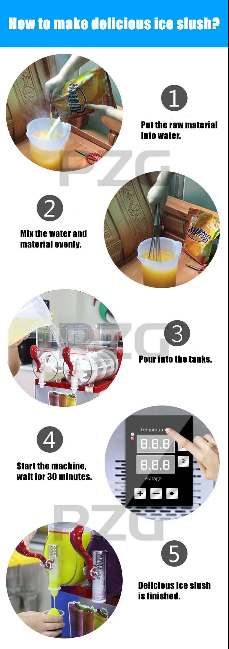 3 tartályos kereskedelmi slusszgép – fagylalt és Margarita slusszfőző digitális hőmérséklet-kijelzővel, gyors hűtéssel