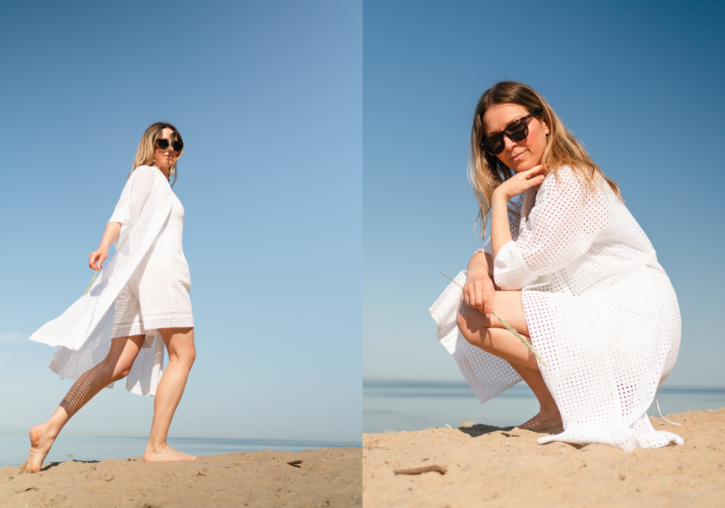 wearing stylish cover-ups at the beach