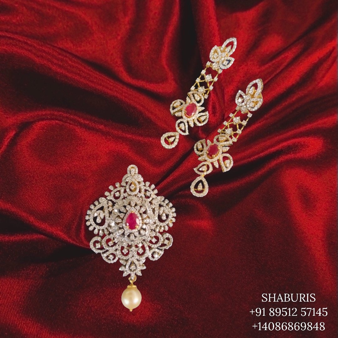 Diamond Pendant indian,South Indian jewelry,Pure silver diamond penden ...