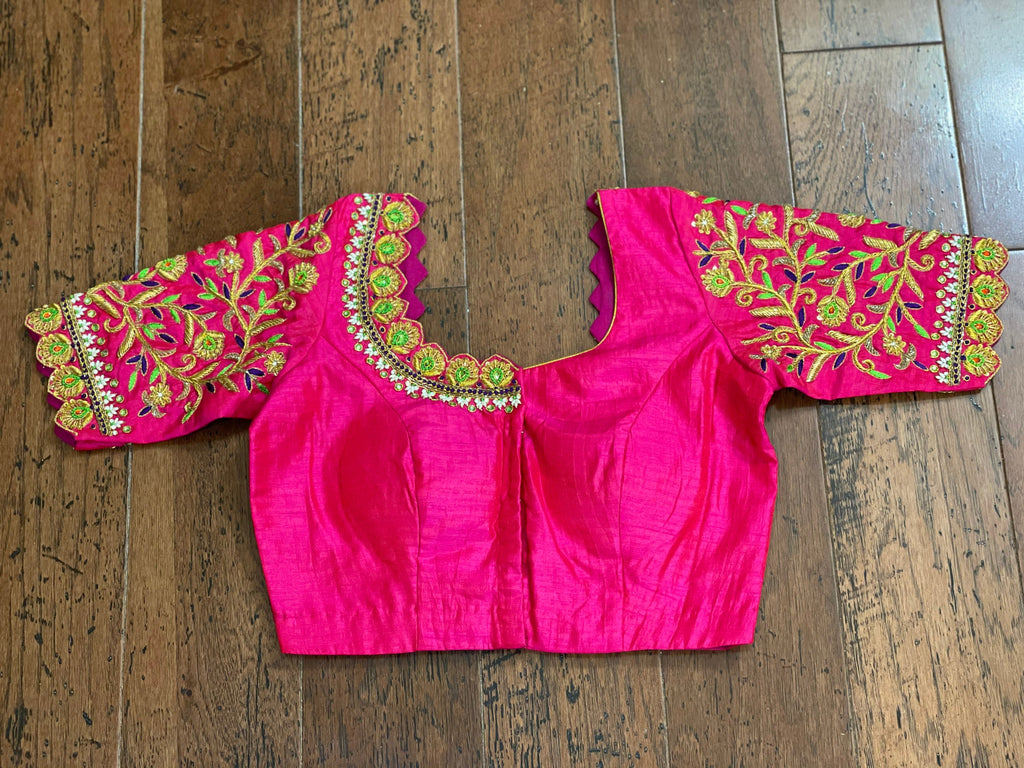 Maggam work designer blouse - Pattu Saree Blouse -kundan work ...