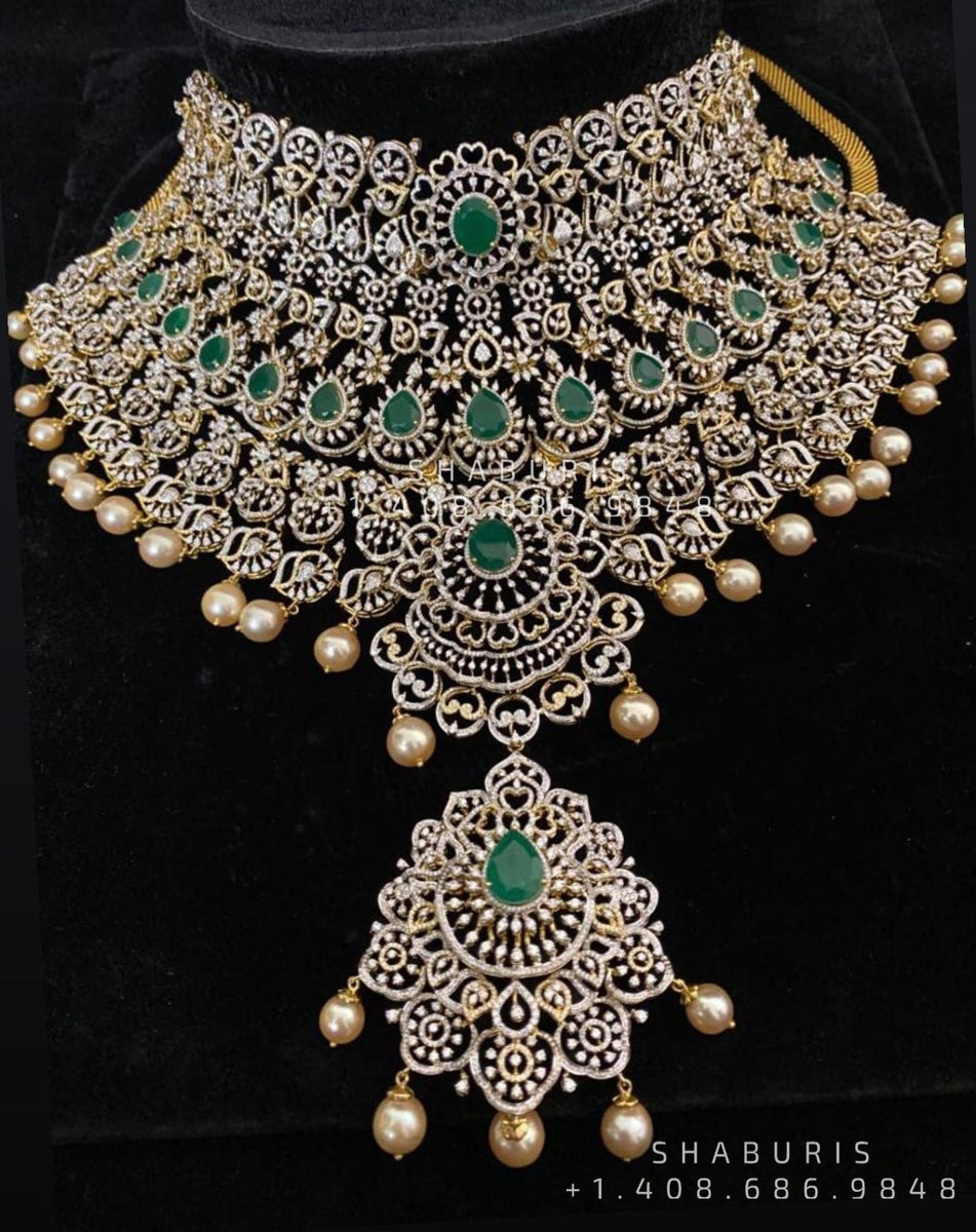 Diamond Choker Pure Silver jewelry Indian ,diamond Necklace,Indian Nec ...