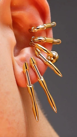 Sterling silver futuristic punk ear cuff