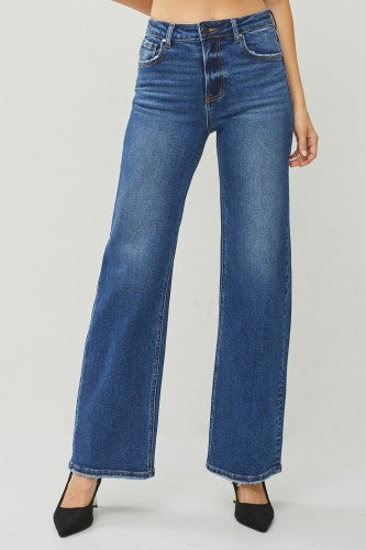 SALT TREE Risen Jeans - High Rise Crop Straight Jeans - RDP5250 Darkblue at   Women's Jeans store