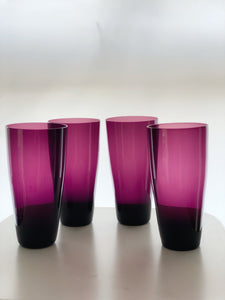 Scandinavian Jug Decanter Carafe with 4 Tumblers in plum amethyst colour way
