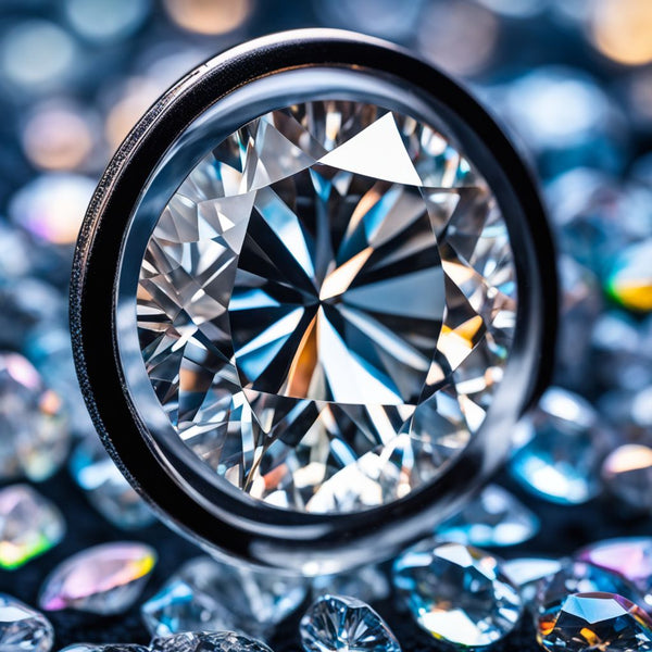 A flawless diamond under a magnifying glass, showcasing its beauty.