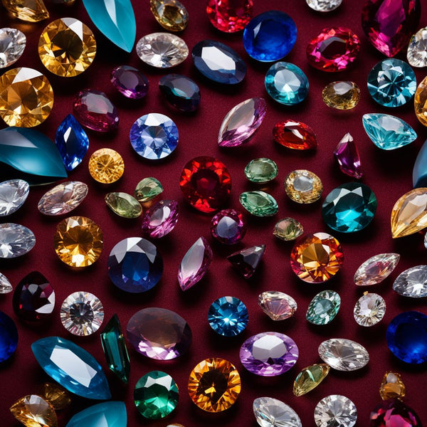 A dazzling display of rare gemstones showcased in vibrant still life photography.