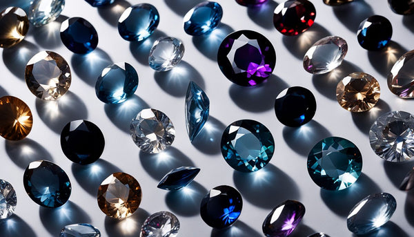 A photo of a sparkling collection of gemstones on a velvet background.