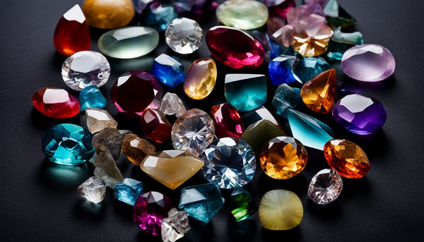 A collection of semi precious stones displayed in vibrant colors.