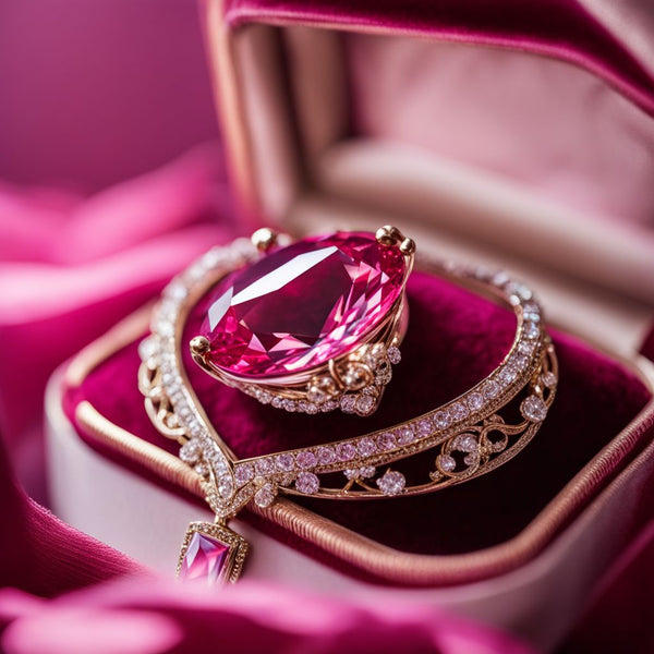 A rare pink diamond showcased in a luxurious velvet jewelry box.