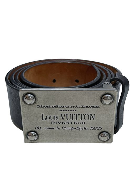 Louis Vuitton Travelling Requisites Black Leather Belt Size 42