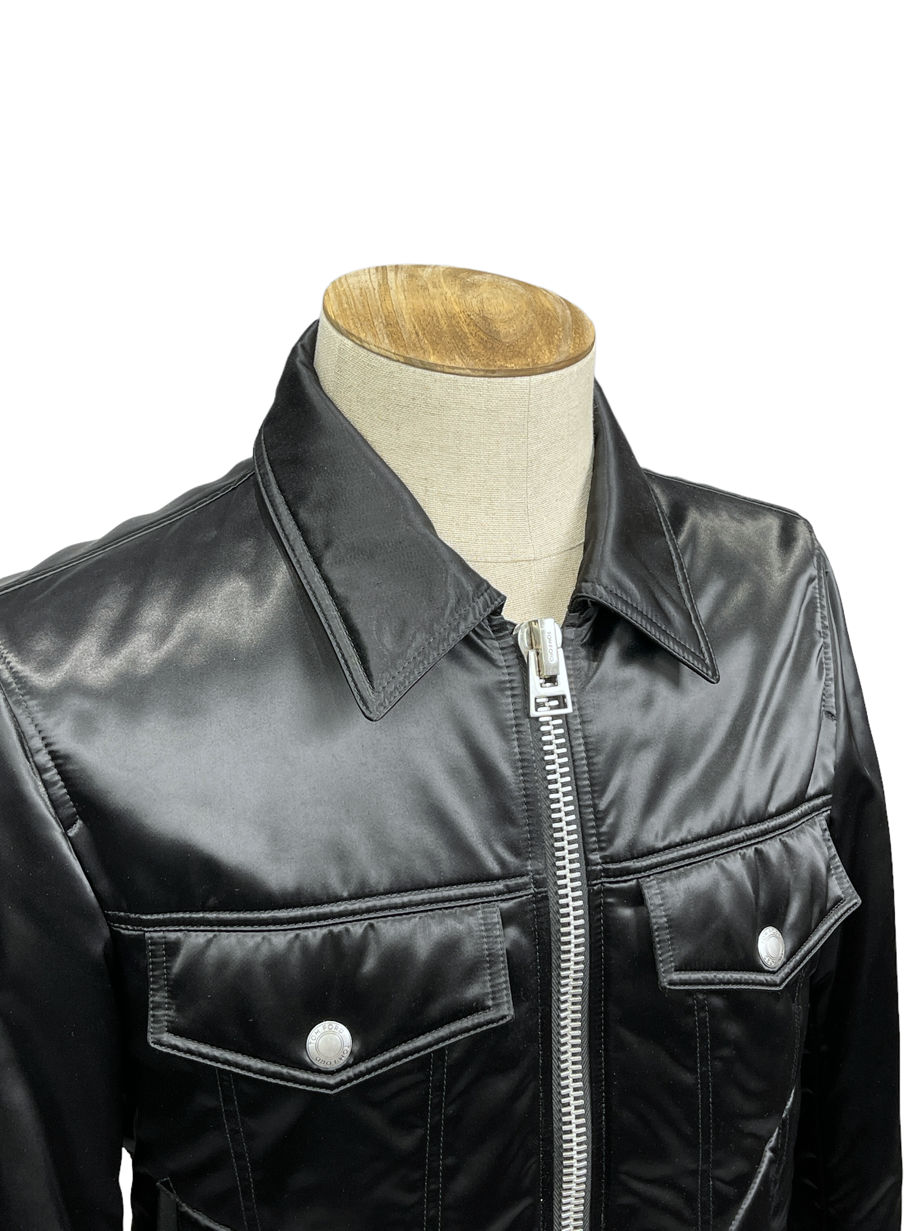 Tom Ford Black Satin Bomber Jacket 38 – Genuine Design Luxury Consignment