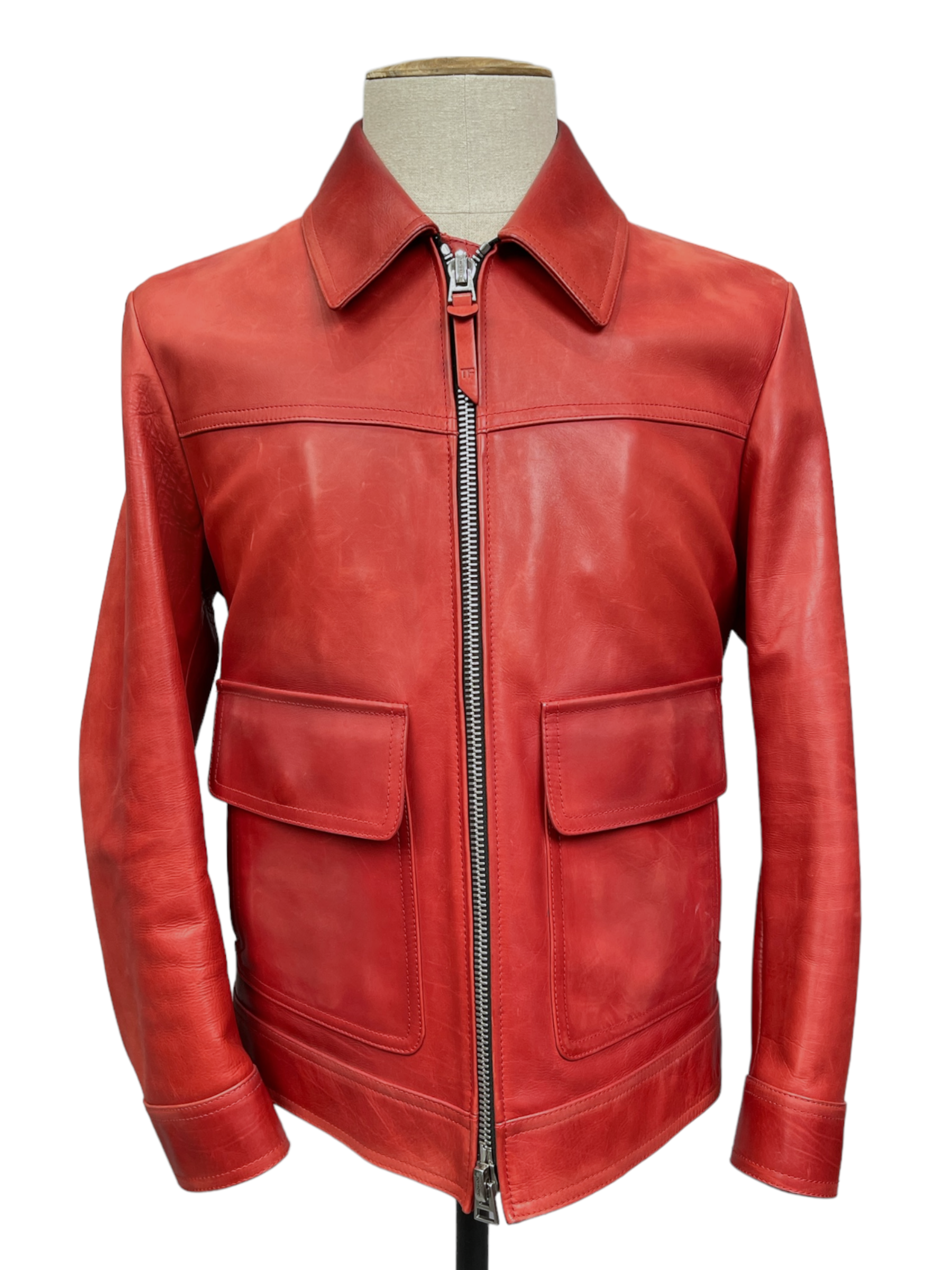 Tom Ford Red Embossed Calfskin Leather Trucker Jacket 40R / 50R – Genuine  Design Luxury Consignment