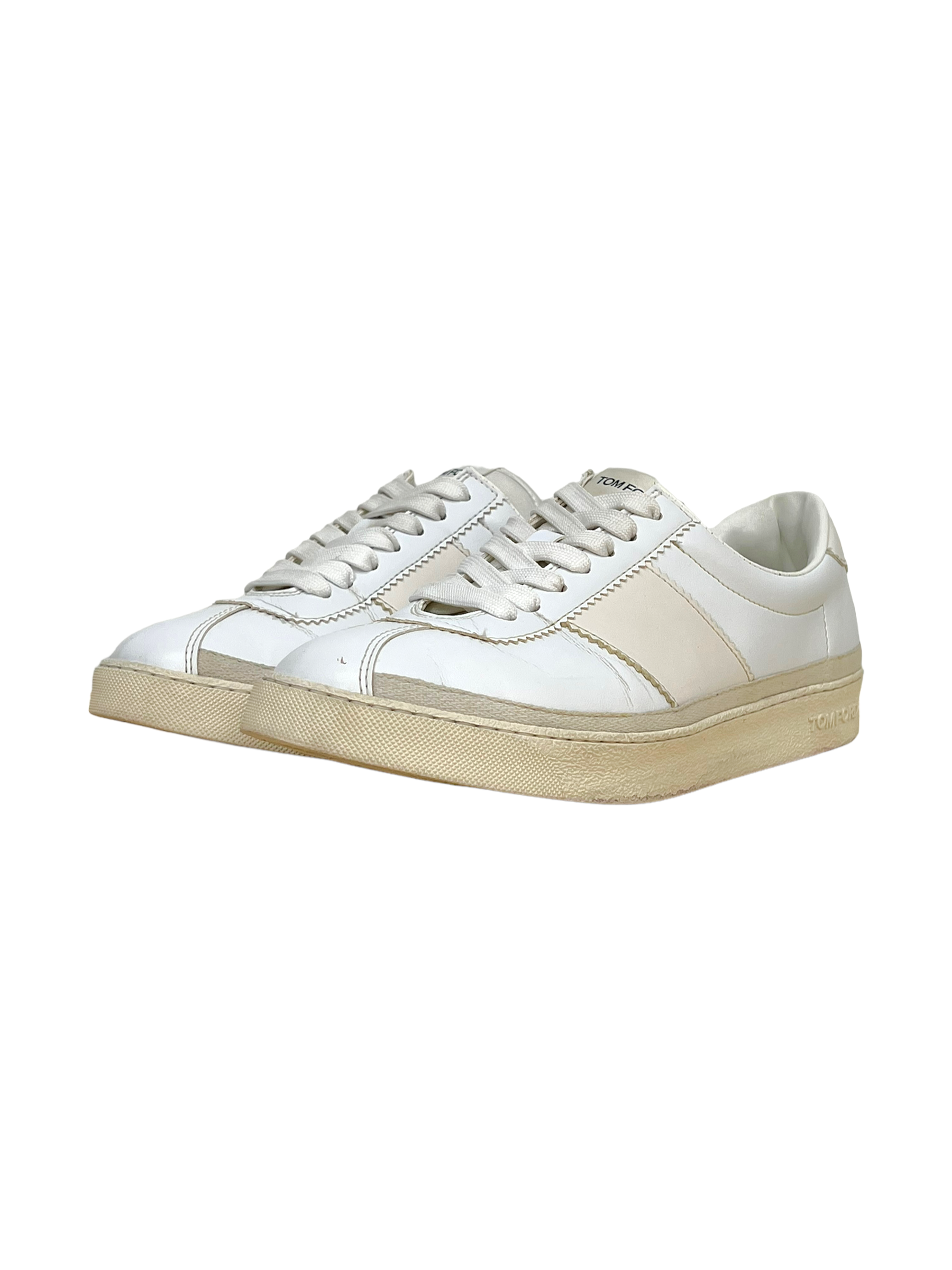 Tom Ford White Bannister Leather Sneakers – Genuine Design Luxury  Consignment