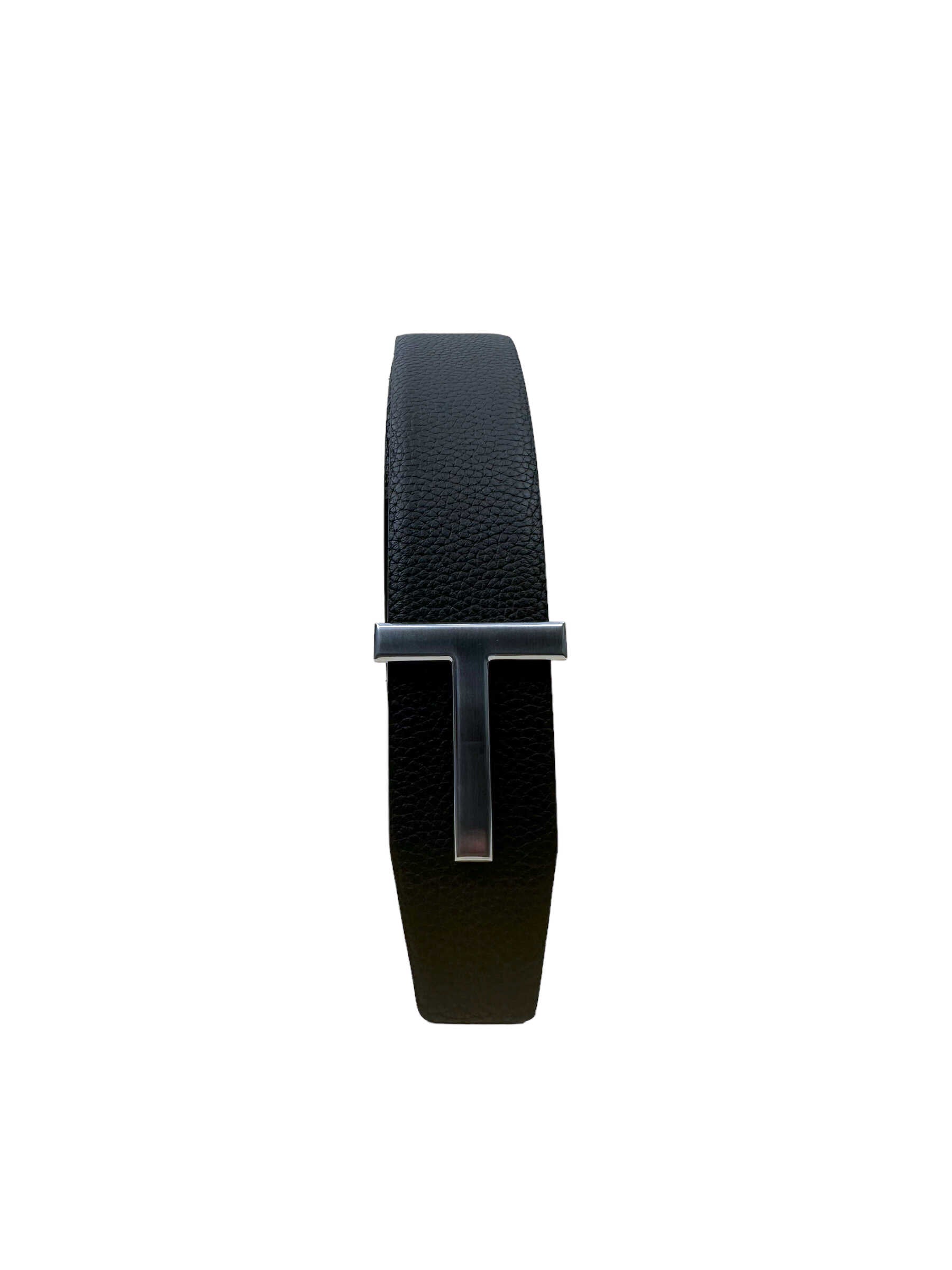 Tom Ford Black & Brown Reversible Calfskin Silver T Buckle Belt – Genuine  Design Luxury Consignment
