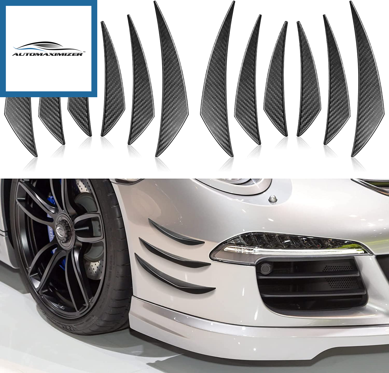 12 Pcs Universal Car Spoiler Canards Kit Front Bumper Lip Splitter Car –  AutoMaximizer