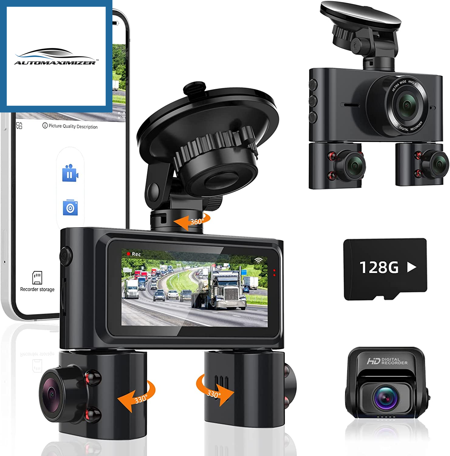 Dash Cam Front and Rear, Dual Dash Camera 1080P with 32G Card, Waterpr –  AutoMaximizer