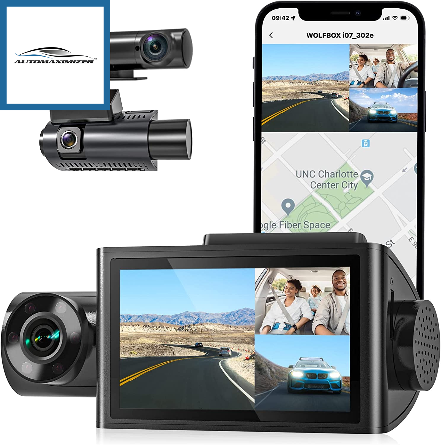  Nexar Pro Dual Dash Cam - HD Front Dash Cam and Interior Car  Security Camera - Nexar Dash Cam Front and Cabin - Dual Dash Cam Parking  Mode and WiFi 