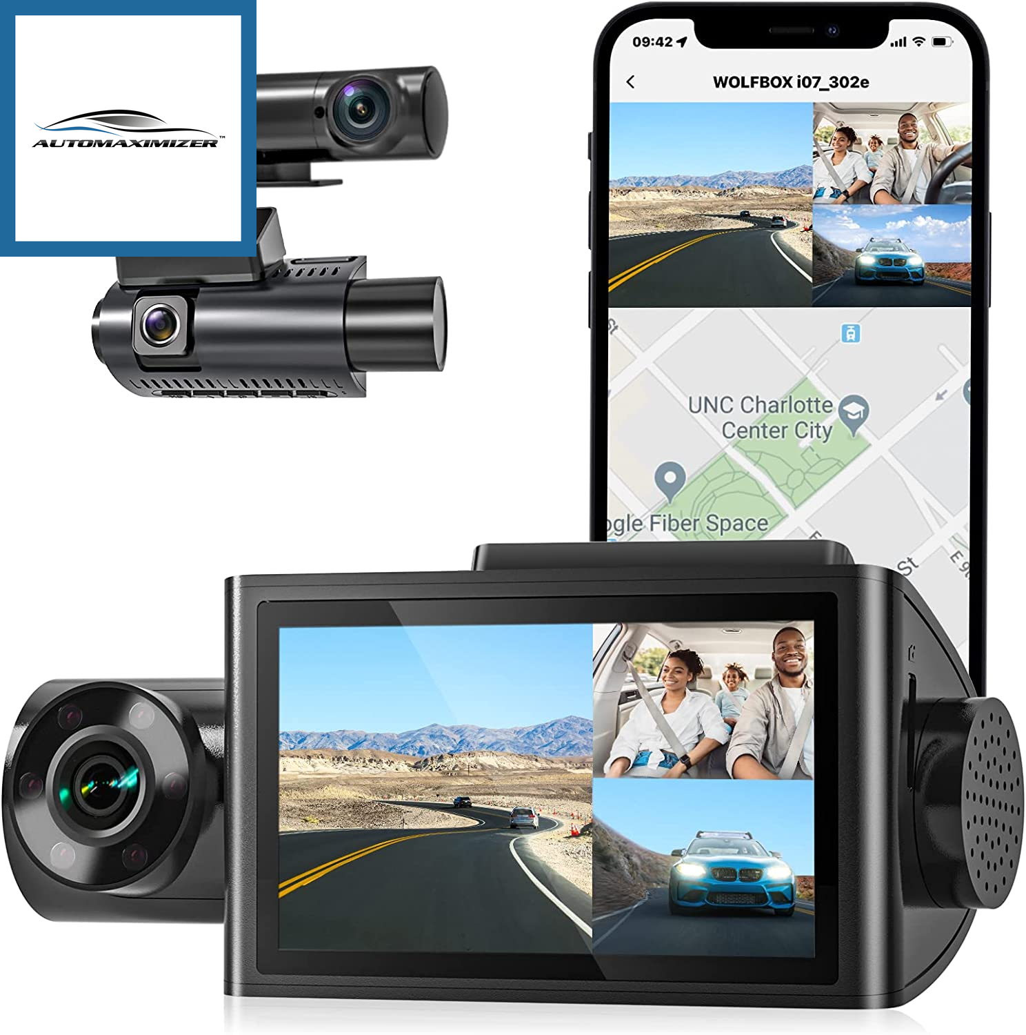 I07 Dash Cam, 3 Channel Dash Cam Built in Wifi GPS, 4K+1080P Dash Came –  AutoMaximizer