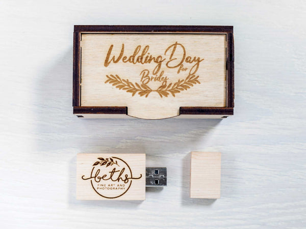 Wedding Photo Box with USB Drive - Wooden Memory Print Box