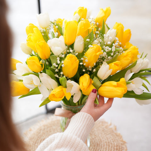 Easter Yellow and White Tulips