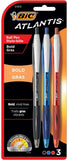 Atlantis Bold Ballpoint Pen, Bold Point (1.6mm), Assorted Colors, 3-Count