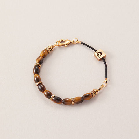 AIR AND ANCHOR Men's Tiger Eye Bracelet with Gold Finish