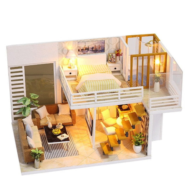 Cutebee Diy Doll House Wooden Doll Houses Miniature Dollhouse