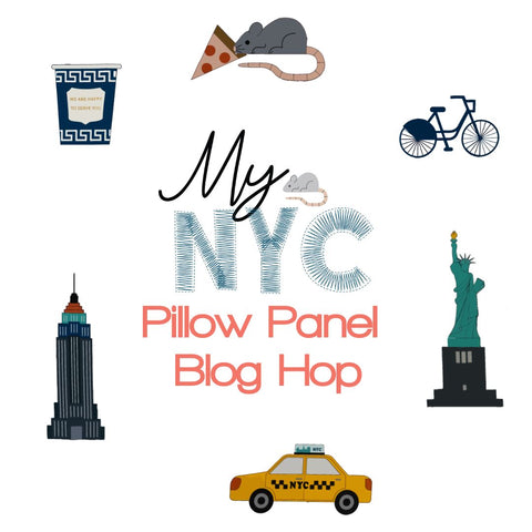 My NYC Pillow Panel Blog Hop Graphics.