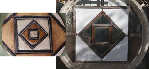 geometric window and coordinating tile
