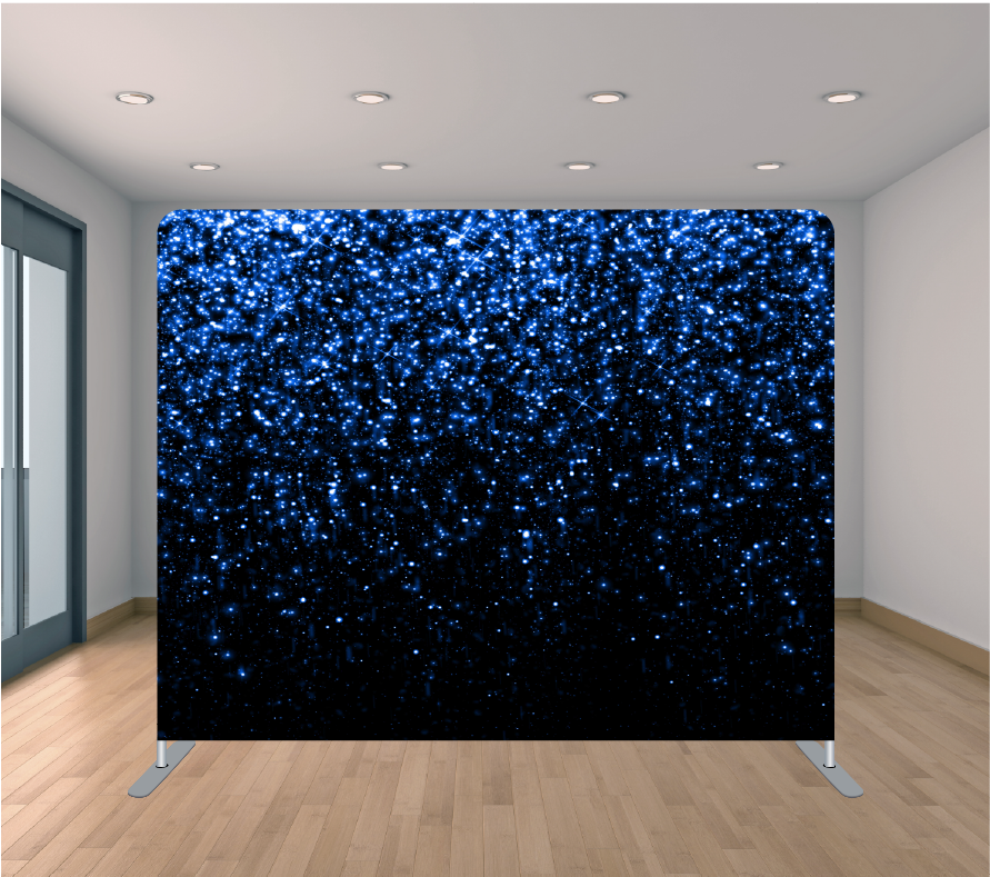 8X8ft Pillowcase Tension Backdrop-Dark Blue Glitter Sprinkles