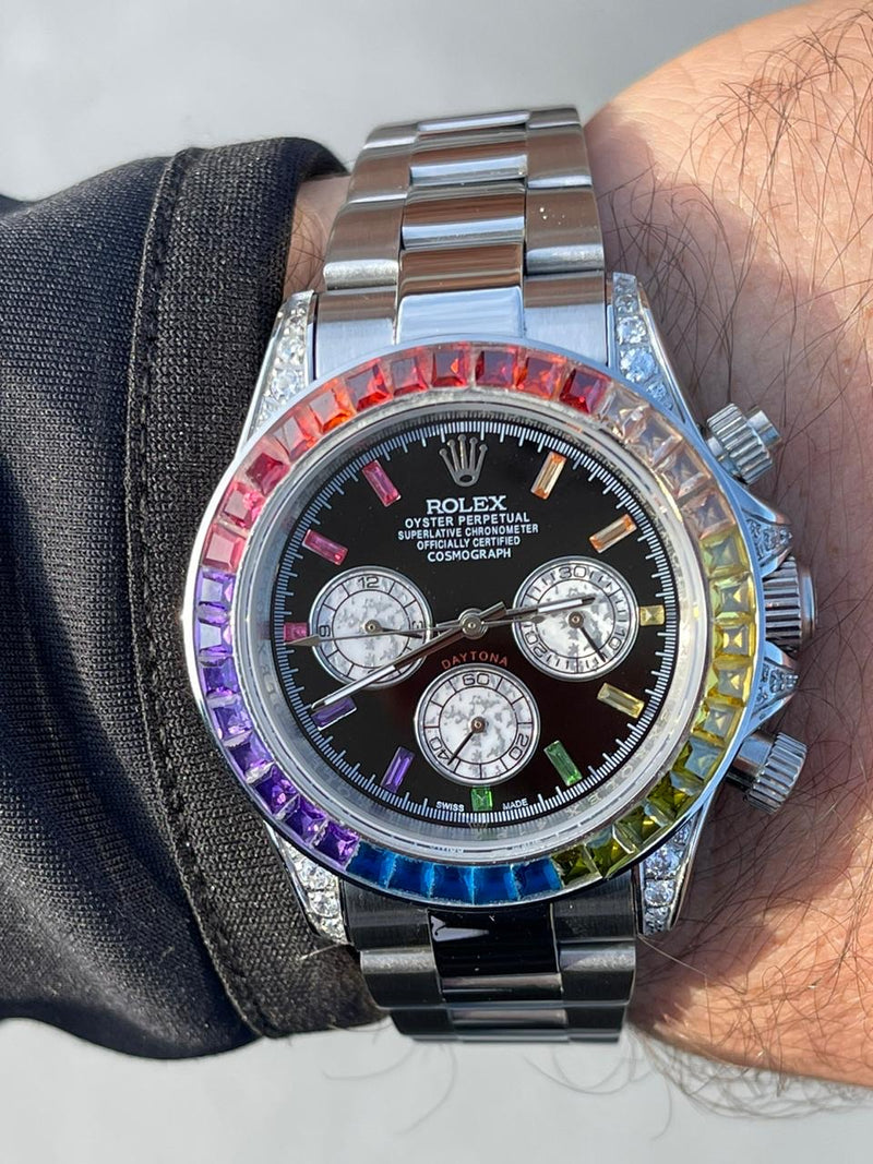 rolex rainbow iced out